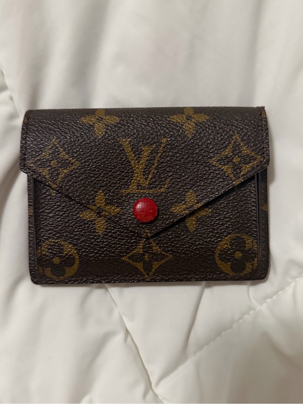 Louis Vuitton Monogram Card Case — Brown with Red Snap